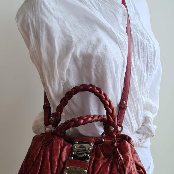 Miu Miu Matelassé Burgundy leather hobo handbag - Picture 9 of 15